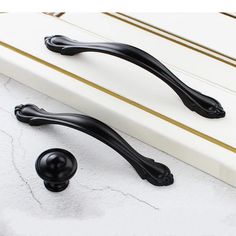 two black handles on a white door