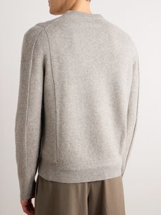 ZEGNA's wool sweater is blended with plenty of cashmere to enhance its soft handle. It's cleverly constructed from knitted panels and defined by uneven ribbed trims. Gently fold yours in between wears to retain its shape. Modern Cashmere Sweater With Ribbed Collar, Modern Wool Sweater With Ribbed Cuffs, Designer Winter Sweater With Ribbed Cuffs, Designer Long Sleeve Cashmere Sweater, Modern Wool Sweater With Ribbed Collar, Modern Merino Wool Sweater With Ribbed Collar, Modern Cashmere Sweater, Designer Wool Sweater With Ribbed Collar, Luxury Wool Sweater For Layering