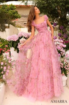 Floral Ballgown, Sabrina Neckline, Cap Sleeve Prom Dress, Backless Gown, Long Evening Gowns, Floral Print Shorts, Long Prom Dress, Fesyen Wanita, Prom Gown