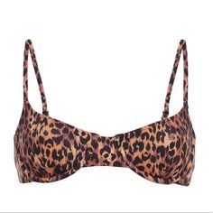 Bikini Top - Xs Fits True To Size, Take Your Normal Size New With Tags Leopard-Print Stretch-Polyamide Adjustable Straps Clasp Fastening At Back Fully Lined Brown Swimwear With Built-in Bra For Pool, Summer Leopard Print Swimwear With Built-in Bra, Brown Beachwear Swimwear With Adjustable Straps, Bra-friendly Brown Swimwear For Vacation, Trendy Brown Swimwear, Brown Summer Swimwear With Built-in Bra, Brown Swimwear With Built-in Bra For Beach Season, Brown Triangle Top Swimwear With Built-in Bra, Brown Seamless Swimwear For Vacation