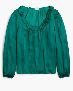 Factory: Ruffleneck Top For Women Fall Suit, Deep Winter, Maternity Shops, Linen Shop, Top For Women, Matching Family Outfits, Green Blouse, Family Outfits, Petite Size