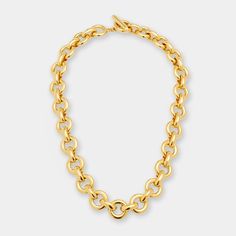 Ben-Amun chain-link necklace. 24-karat gold electroplating. Approx. 16.5"L. Toggle clasp. Made in USA. Yellow Gold Toggle Chain Link Necklace, Classic Gold Toggle Necklace With Chunky Chain, Gold Luxury Toggle Necklace With Cable Chain, Luxury Gold Toggle Necklace With Cable Chain, Modern Gold Toggle Necklace With Chain, Yellow Gold Toggle Necklace With Chunky Link Chain, Gold Toggle Necklace With Cable Chain, Formal Toggle Necklace With Chunky Link Chain, Luxury Link Chain Necklace With Toggle Clasp