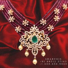 Beads Chains Designs Indian, Rubies Jewelry Necklaces Beads, Ruby Beads Jewellery Indian, Ruby Beads Necklace Designs, Diamond Jewelry Indian, Gold Jewelry Designs, Indian Gold Jewellery Design, Ruby Jewelry Necklaces, Indian Diamond Jewellery