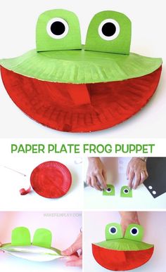 paper plate frog puppet for kids to make