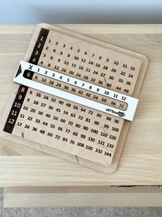 a wooden table with two rulers and a ruler on top of it, next to a keyboard