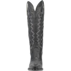 Take your standards to the next level with the Dingo 1989 High Cotton Boot. This boot has it all: the classic western stitching and body, but with a chic twist. The fashion snip toe, 16-inch height and 3” heel brings this boot and any outfit you pair it with to the highest degree. Western Black Knee-high Boots With Reinforced Heel, Western Style Black Knee-high Boots With Reinforced Heel, Black Western Knee-high Boots With Reinforced Heel, Black Knee-high Boots For Rodeo, Black Western Knee-high Boots With Square Toe, Black Knee-high Heeled Boots For Rodeo, Black Knee-high Heeled Boots For Western-themed Events, Black Wide Calf Heeled Boots For Western-themed Events, Black Wide Calf Heeled Boots For Western Events