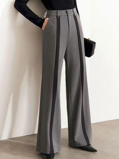 Olivia Mark - Flexible Fit Casual Pants Office Dress Pants With Pockets And Full Length, Full Length Office Dress Pants With Pockets, Office Dress Pants With Pockets Full Length, Office Full-length Dress Pants With Pockets, Non-stretch Gray Dress Pants, Full Length Gray Pants For Fall, Gray Full Length Pants For Fall, Gray Full-length Pants For Fall, Elegant Non-stretch Gray Bottoms