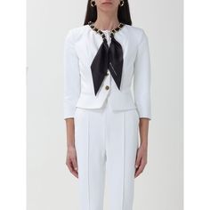 Spring/Summer 2024 Elisabetta Franchi Jacket Woman Ivory Size Type: It Sku: Gig-Git70 ~ 360 Welcome To The Official Luosophy Poshmark Closet! Luosophy Is A Luxury Brand Reselling Company Founded In San Diego, Ca From 2016. All Our Products Are Imported From Italy And Sold In The Usa. We Do Our Best To Provide High Fashion, Luxury Items At Affordable Prices. We Guarantee All Our Products Are 100% Authentic. Shop With Us And You Will Forget About Shopping At Department Or Brand Name Stores. Our Pr Elegant White Silk Outerwear, White Silk Blazer For Workwear, White Silk Blazer For Work, Luxury White Party Outerwear, Designer White Evening Blazer, Elegant White Evening Outerwear, Luxury White Blazer For Spring, Designer White Spring Blazer, Designer White Blazer For Spring