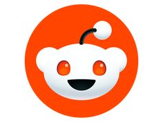 an orange circle with a white bear face and black nose on it's head