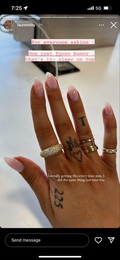 Short Narrow Almond Nails, Oval Vs Almond Nail Shape, Clean Girl With Tattoos, Almond Nails Vs Oval Nails, Square Vs Almond Nails, Gelx Apres Nail Designs Almond, Alix Earle Nails, Round Vs Almond Nails, Almond Vs Oval Nails