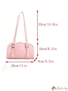 BirdinBag - Stylish Medium Shoulder Bag with Sleek Buckle Accent Large Capacity Square Baguette Bag For School, School Satchel Baguette Bag With Adjustable Strap, School Tote Shoulder Bag With Hasp Closure, School Baguette Bag With Adjustable Double Handle, School Baguette Bag With Double Handle And Adjustable Strap, Handheld Bags With Hasp Closure For Daily Use, Pink Satchel With Hasp Closure For Everyday Use, Pink Satchel Shoulder Bag With Hasp Closure, Handheld Baguette Bag With Adjustable Strap For School