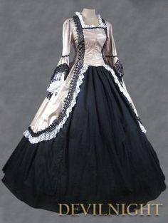 Black Marie Antoinette, Victorian Steampunk Fashion, Gothic Victorian Dresses, Victorian Ball, Moda Steampunk, Gaun Abad Pertengahan, Victorian Costume