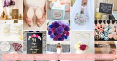 a collage of photos with flowers and wedding decorations