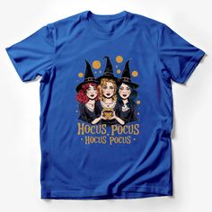 Hocus Pocus Witch Sisters T-Shirt, Halloween Graphic Tee, Women's Witchy Fashion, Casual Fall Wear Male T-Shirt Custom graphic T-Shirt.Customize your color Halloween Blue Tops With Letter Print, Blue Halloween Letter Print Tops, Blue Halloween Tops With Letter Print, Blue Halloween Top With Letter Print, Blue Letter Print Top For Halloween, Blue Pre-shrunk Tops For Halloween, Halloween Fan Merchandise T-shirt With Letter Print, Halloween Cartoon Print T-shirt, Halloween Cartoon Print Fan Merchandise T-shirt