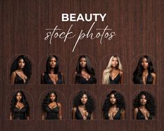 a series of photos showing different types of women's hair and the words, beauty stop photos