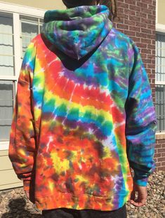 "Hanes Ultimate Cotton 90% cotton 10% polyester Run in men sizes. Male model is 5'10\" 140lbs and wearing a large. Female model is 5'2\" 120lbs and wearing a small. Hand dyed so each one will be unique!" Ice Tie Dye, Mens Hoodies, Tie Dye Hoodie, Tie Dye Shirt, Fire And Ice, Female Model, Colorado Springs, Tie Dyed, Favorite Shirts