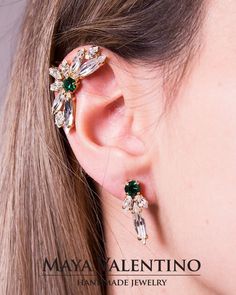 Stunning Modern ear cuff design, Ear cuff comes in 2 part to make the perfect feet on all ear shapes and sizes, great for bridal, bridesmaid, prom, special occasion and a gift for a best friend, Designed & Created by Maya Valentino With love Passion and lovely sparkling crystals from Swarovski®    Ear cuff details: Right or Left variation means two similar studs + Clip on ear climber for the chosen side. Pair means two ear cuffs & 2 studs for both ears Stud Dimensions: 2.3 cm x 0.9 cm Ear Cuff Dimensions: 3.3 cm x 1.8 cm 🔴 Basic customize variations available in variations drop-down menu. 🔴 Bulk order & Whole Sale discount available, please contact via Etsy conversation.  🔴 Custom orders Available, please contact via Etsy conversation. 🔴 People Without Pierced Ears or sensitive ears, P Ear Shapes, Unique Ear Cuffs, Climbing Earrings, Cuff Design, Ear Climber, A Best Friend, Ear Climbers, Cuff Detail, Jewelry Model