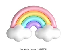 a rainbow with clouds in the sky on a white background for your text or image