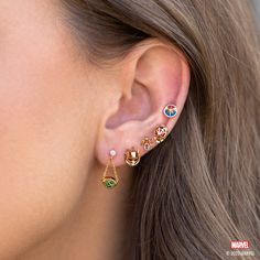 Seek the ranks of the cosmic-powered warrior, Carol Danvers, with our Marvel's Captain Marvel Studs! These sleek studs feature the iconic Captain Marvel emblem, adorned with standout red and blue detailing and an eye-catching stones at the center. These studs capture the fearless spirit of one of the most powerful Super Heroes in the universe, and are the perfect addition to any star-powered ear stack. Show off your higher, further and faster style with this must-have Captain Marvel accessory! Marvel Earrings, Carol Danvers, Ear Stack, Jewelry Cleaner, Rose Gold Color, Super Heroes, Captain Marvel, Most Powerful, Jewelry Plate