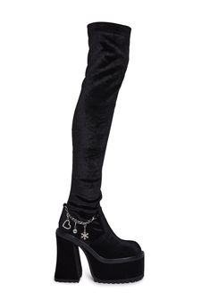 base High Boots Heels, Velvet Thigh High Boots, Halloween Costume Boots, School Halloween Costumes, Oc Things, Costume Boots, Sugar Thrillz, Thigh High Boots Heels, Tripp Nyc