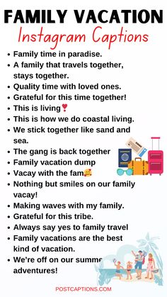 the family vacation info sheet is shown