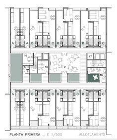 the floor plan for an apartment building with multiple floors and balconies on each level