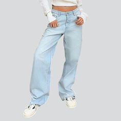 Women Wide Leg Jeans, Stonewashed Jeans, Denim Streetwear, Mid Waist Jeans, Jeans Street Style, Chic Jeans, Harajuku Streetwear, Jeans Y2k, Jeans Online