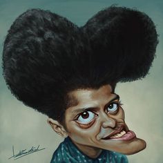 a painting of a person with an afro on it's head and hair in the air