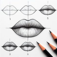 how to draw lips with pencils