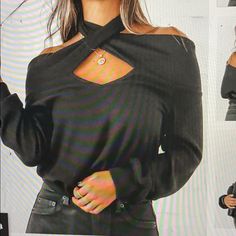 Never Worn Trendy Black Tops For Fall, Black Tops For Fall Night Out, Black Tops For Night Out In Fall, Sweaters Black, Black Sweater, Colorful Sweaters, Black Sweaters, Sweaters For Women, Women Shopping