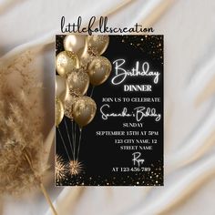 a black and gold birthday party with balloons