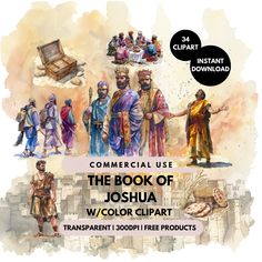 the book of joshua with color clipart and transparent background for use in commercial use