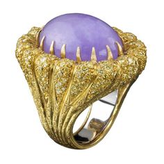 Buccellati Lavender Jade ring Buccellati Rings, Buccellati Jewelry, Estate Diamond Jewelry, Fancy Yellow Diamond, Purple Jewelry, Gold Cocktail Ring, Italian Jewelry