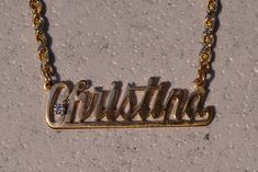 The Christina: Ladies Custom Cut Christina Name Necklace with Diamond. The necklace features a center section which is hand cut with the name Christina and a round diamond set at the base of the C. The pendant is crafted in 14 karat yellow gold and dangles from a diamond cut rope chain which adds a bit of shimmer to the necklace. The necklaces measures 16 inches in length yet can be adjusted longer or shorter in length for an additional charge on request. Love this piece, but don't have the mone Necklace With Diamond, Round Diamond Setting, Bow Ring, Dope Jewelry, Yellow Gold Engagement, Yellow Gold Engagement Rings, Wedding Jewellery Necklace, Diamond Set, Rose Cut Diamond