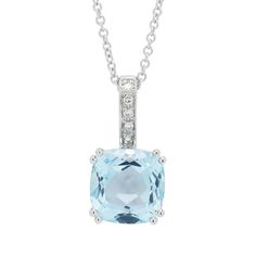 The calming blue tones of blue topaz sparkle delicately in this sophisticated necklace. With the addition of brilliant diamonds, this elegant necklace will make a glittering addition to your neckline. - A single blue topaz stone and five total diamonds are set in finely crafted 14kt white gold - Diamonds are certified to be ethically and responsibly sourced - 0.02ct tw - Pendant measures 0.585in x 0.28in - Free cleaning and inspection at Day's for the life of this blue topaz and diamond necklace Blue Topaz Necklace, Topaz Necklace, Blue Topaz Stone, Elegant Necklace, Topaz Stone, Elegant Necklaces, Brilliant Diamond, Blue Tones, Diamond Stone