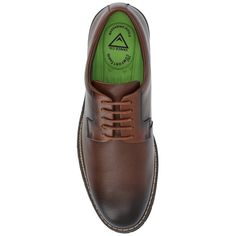 Introducing the Martin plain toe derby by Vance Co. These professional-style shoes are crafted with premium vegan leather, offering a sleek and business-savvy look. Featuring a 12 mm Tru Comfort Foam™ insole and a lace-up design, they provide all-day comfort and a secure fit. With a 1-1/4 inch block heel, round-toe shape, and padded tongue for extra comfort, the Martin derby combines professional style with maximum comfort, making it an ideal choice for the office or any occasion. Slip-resistant Plain Toe Oxfords For Work, Office Oxfords With Removable Insole And Plain Toe, Slip-resistant Leather Oxfords For Work, Office Oxfords With Removable Insole, Leather Oxfords With Ortholite Insole For Work, Business Leather Shoes With Slip-resistant Plain Toe, Leather Dress Shoes With Ortholite Insole For Work, Plain Toe Derby Shoes With Goodyear Welt For Work, Goodyear Welt Derby Shoes For Work