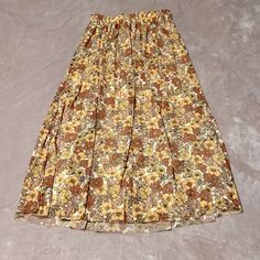 Lined Maxi Skirt- Elastic Waist Bought But Never Worn. Nwot Retro Flower Print Beige Floral Print Skirt For Vacation, Brown Flowy Floral Print Skirt, Brown Spring Skirt With Elastic Waistband, Brown Flowy Skirt With Floral Print, Flowy Brown Skirt With Floral Print, Spring Brown Skirt With Elastic Waistband, Flowy Brown Floral Print Skirt, Spring Brown Relaxed Maxi Skirt, Brown Lined Maxi Skirt For Beach