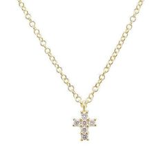 Petite Cross Necklace Yellow Gold-Meira T-Swag Designer Jewelry Diamond Pendant Charm Necklace, Formal Diamond Charm Necklace, Yellow Gold Cubic Zirconia Pendant Charm Necklace, Vvs Clarity 14k Gold Diamond Pendant Necklace, Dainty Diamond Pendant Charm Necklace, Dainty Diamond Accented Pendant Necklace, Dainty Diamond Accent Pendant Charm Necklace, Dainty Yellow Gold Jewelry With Pave Setting, Dainty Diamond Accented Pendant Charm Necklace