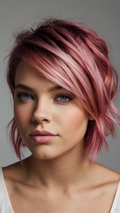 Glamorous 51 Pink Hair Ideas: Natural Highlights for Black And Pink Hair Ideas 🍂 Natural Grey Hair With Pink Highlights, Work Appropriate Pink Hair, Straight Bob, Pink Highlights