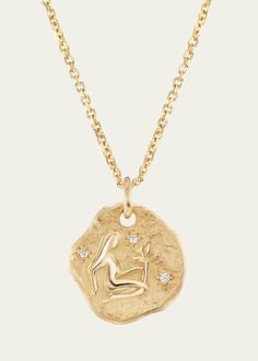 Aaryah 18K Yellow Gold Mini Diamond Zodiac Pendant Necklace Zodiac Pendant Necklace, Zodiac Pendant, Vs Diamond, Diamond Carat, Coin Pendant, Bergdorf Goodman, Necklace Length, Top Designers, Womens Jewelry Necklace