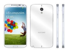 the samsung galaxy s4 is shown with its front and back sides open, including an image of a person holding balloons