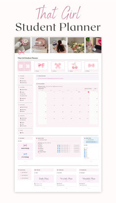 the student planner is shown in pink and white