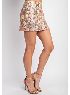 Turn heads in this stunning Flower Sequin Mini Skirt! The vibrant, colorful sequins will catch the light and make you stand out in any crowd. Perfect for parties, concerts, or a night out on the town, this mini skirt is a must-have in your wardrobe. And with its comfortable fit and flattering silhouette, you'll not only look amazing but feel amazing too. Elevate your style and confidence with the Flower Sequin Mini Skirt. Pair with the matching Flower Sequin Crop Top! DETAILS Floral Pattern Sequ High Waist Mini Skirt, Fitted Blouse, Sequin Mini Skirt, Sequin Crop Top, Black Tie Gala, Sequin Mini Skirts, Swimwear Dress, Beach Swimwear, Sequin Mini