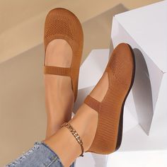 Comfortable Brown Slip-ons For Summer, Comfortable Non-slip Flat Slip-ons, Stretch Slip-on Flats, Non-slip Round Toe Slip-ons For Spring, Spring Non-slip Round Toe Slip-ons, Comfortable Non-slip Slip-ons With Round Toe, Spring Non-slip Slip-ons With Round Toe, Non-slip Slip-on Flats, Casual Stretch Slip-ons With Round Toe