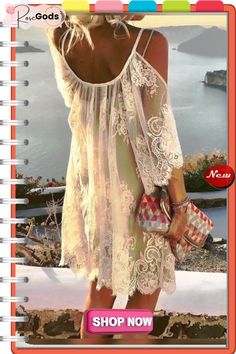 Women Bohemian Off Shoulder Cold Shoulder Lace Embroidered Shift Weaving Dress Chic Summer Dress With Lace Work, Long Sleeve Summer Dress With Lace Work, Long-sleeved Lace Summer Dress, Beach Lace Dress With Embroidery, Long Sleeve Lace Summer Dress, Summer Beach Dress With Lace Work, Summer Beach Dresses With Lace Work, Weaving Dress, Lace Dress Casual