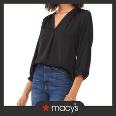 in stock Lady V, Soft Hand, V Neck Tops, Vince Camuto, Long Sleeve Top, Black Color, Long Sleeve Tops, Sleeve Top, Jordan