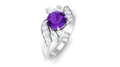 Product Details Every moment of yours is worth celebrating, so why not celebrate it with an alluring fine jewelry. This Amethyst Engagement Ring is exactly what your are looking for your partner, Round Amethyst and Marquise Diamond is held in Claw Setting and Round Diamond is held in prong setting are featured in leaf pattern. Show your love to your partner with this Vintage Amethyst Ring. Product Information SKU SHP-RINGS0821201919 Width 4 mm Height 12 mm Weight 2.80 gm (Approximate) AMETHYST I Purple Formal Birthstone Ring With Round Cut, Purple Brilliant Cut Diamond Ring Gift, Formal Purple Birthstone Ring With Round Cut, Formal Purple Birthstone Ring With Prong Setting, Gift Purple Brilliant Cut Diamond Ring, Formal Purple Round Cut Birthstone Ring, Purple Diamond Ring With Halo Setting For Anniversary, Formal Purple Birthstone Ring With Halo Setting, Formal Purple Halo Birthstone Ring