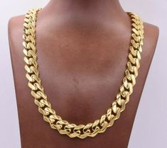 "13mm Miami Cuban Royal Link Chain Necklace CZ Box Clasp Real 14K Yellow Gold * Metal: Real 14K Yellow Gold (Properly Stamped, 14K) * Condition : Brand New * Finish : Polished * Avg Weight : 55.7 grams (24\" version) 2.32 grams/per inch * Length: Selectable * Width: 1/2\" = 13mm * Clasp/Bail: CZ Box Lock All of our items are brand new and are shipped with a gift box." Miami Cuban Link Chain, Miami Cuban Link, 14k Yellow Gold Necklace, Cuban Link Chain Necklaces, Solid Gold Necklace, Miami Cuban, Box Clasp, Link Chain Necklace, White Gold Necklaces