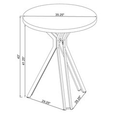 a drawing of a round table with three legs