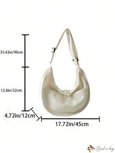 BirdinBag - Oversized White Minimalist Hobo Bag for Students in College and High School Beige Style, College University, Word Wrap, Bag Bag, Hobo Bag, Style Casual, High School, University, Zipper